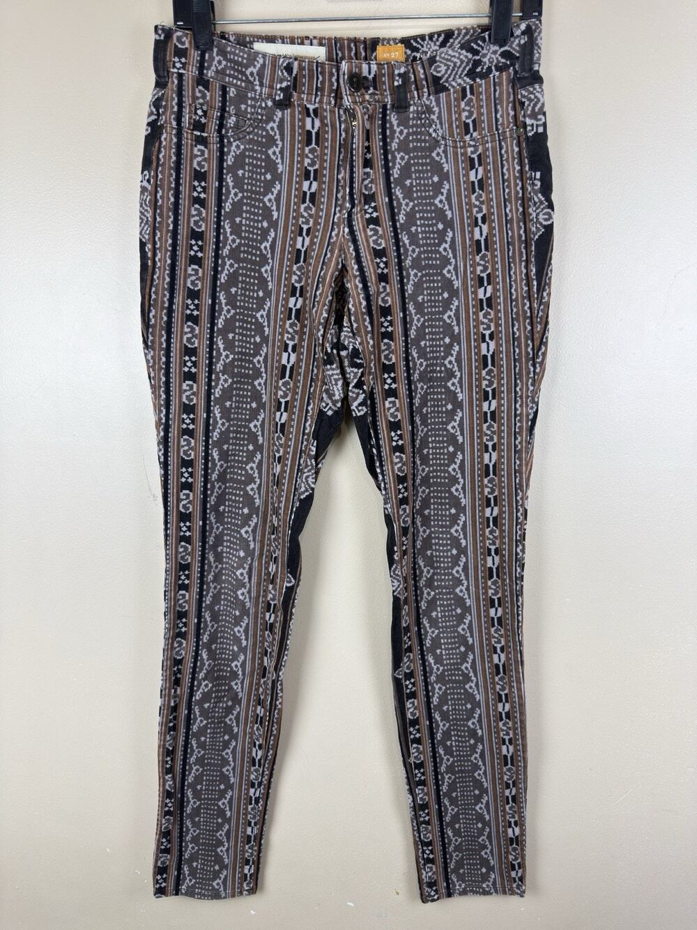 Anthropologie Pilcro Serif Corduroy Pants Size 27 Aztec Boho Skinny Stretch